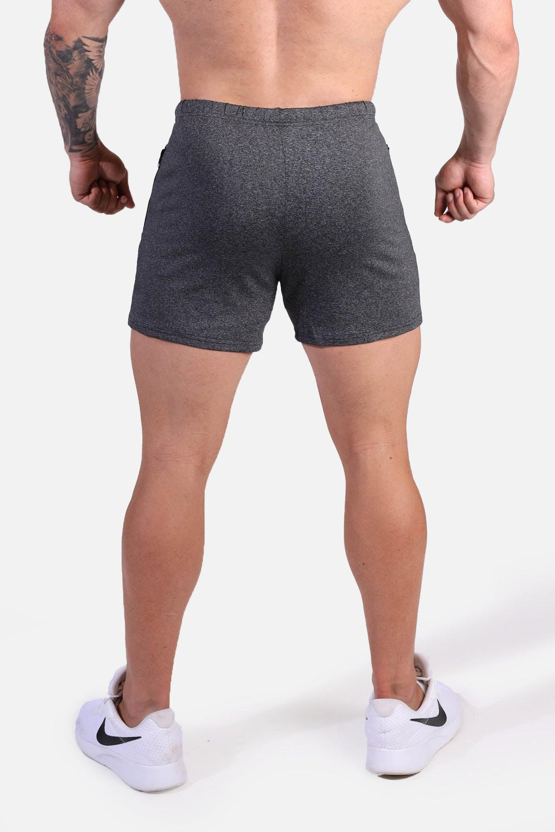 Agile Bodybuilding 4'' Shorts w Zipper Pockets - Dark Gray Heather