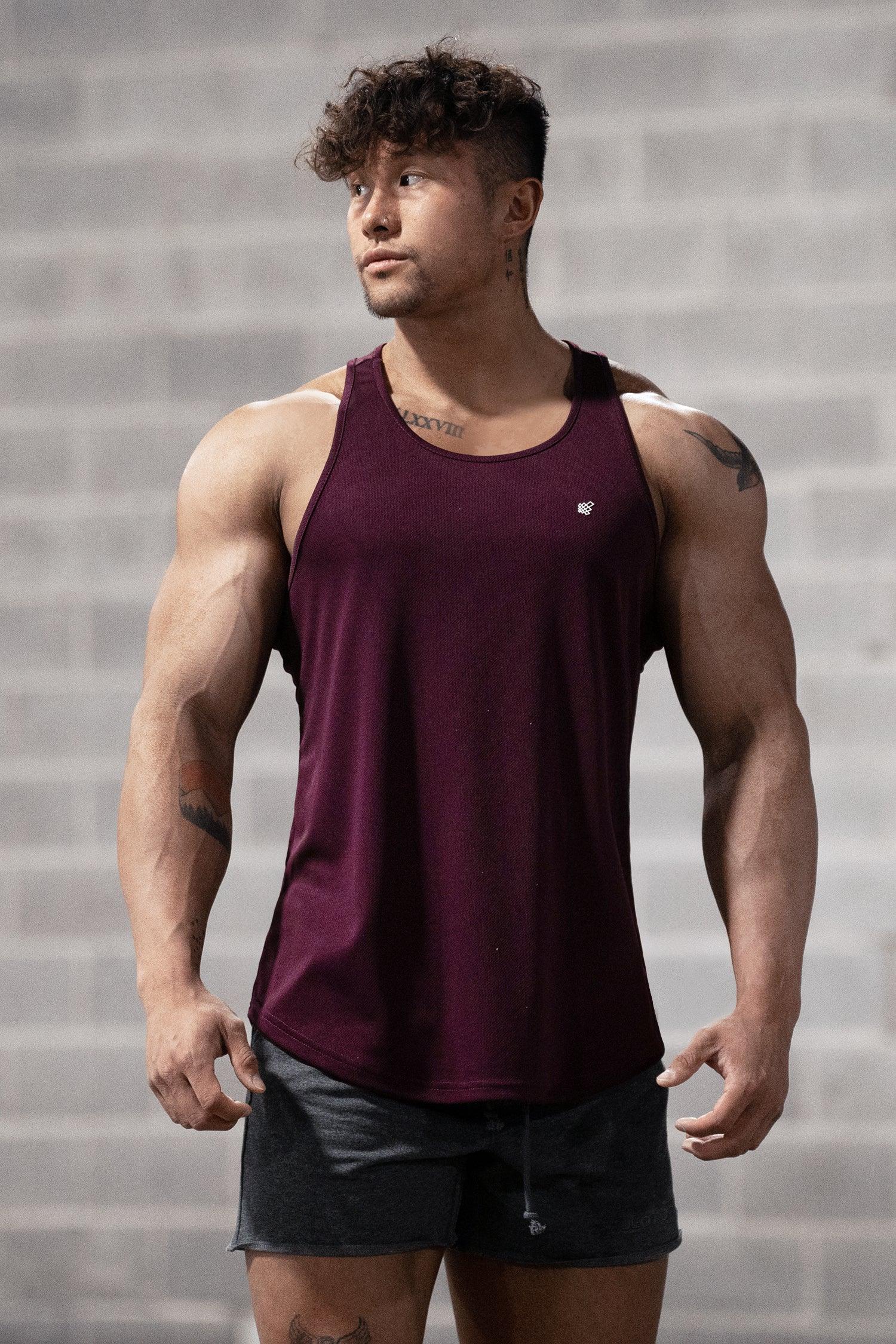Fast-Dry Bodybuilding Workout Stringer - Dark Purple - Jed North