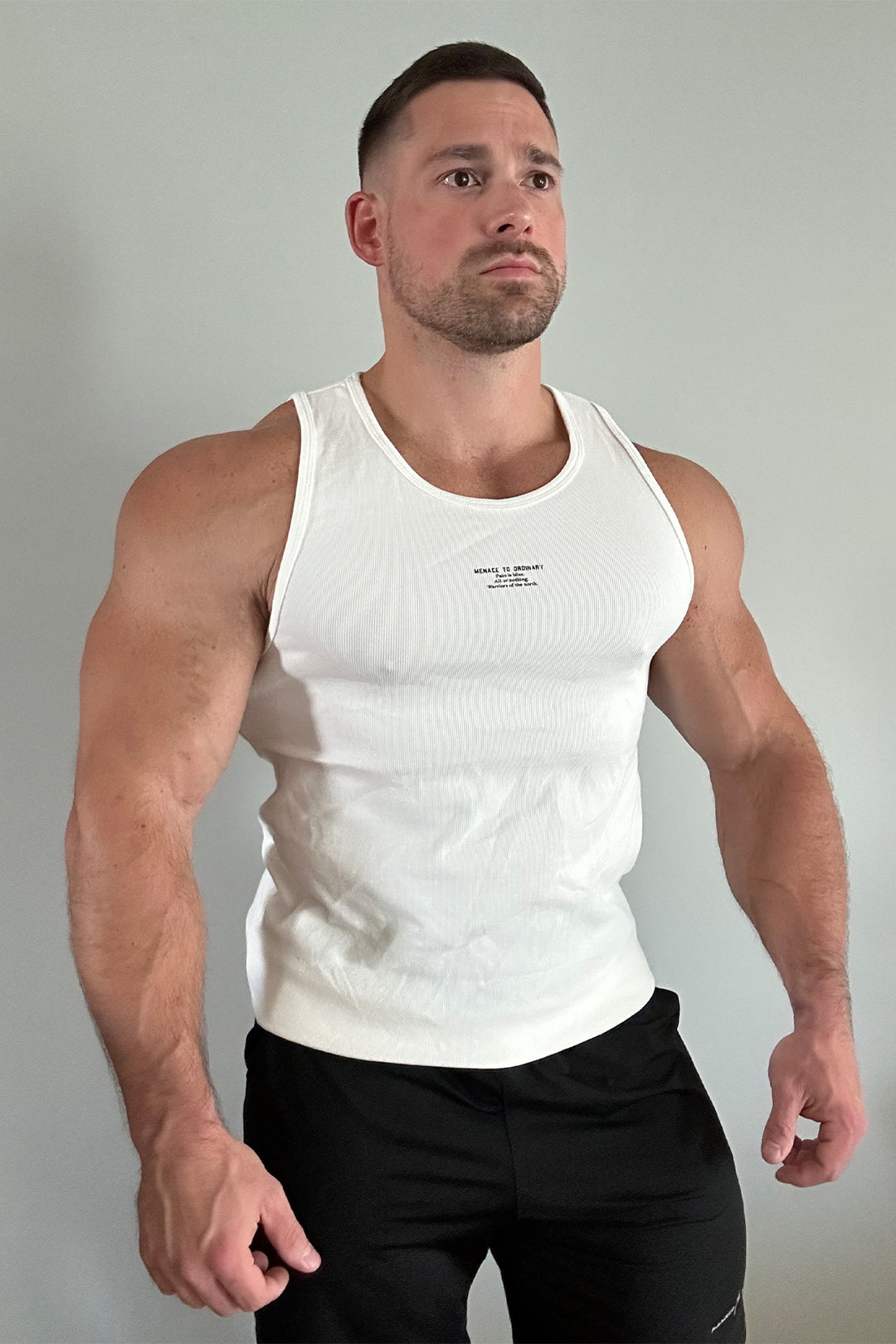 Ribbed Muscle Tank Top - White