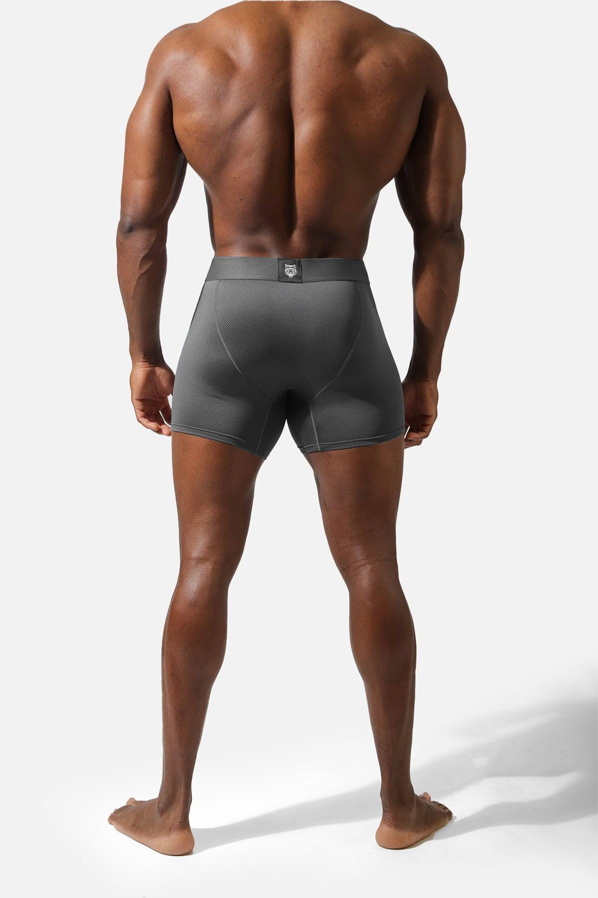 Men's Full Mesh Boxer Briefs 2 Pack - Black and Gray - Jed North