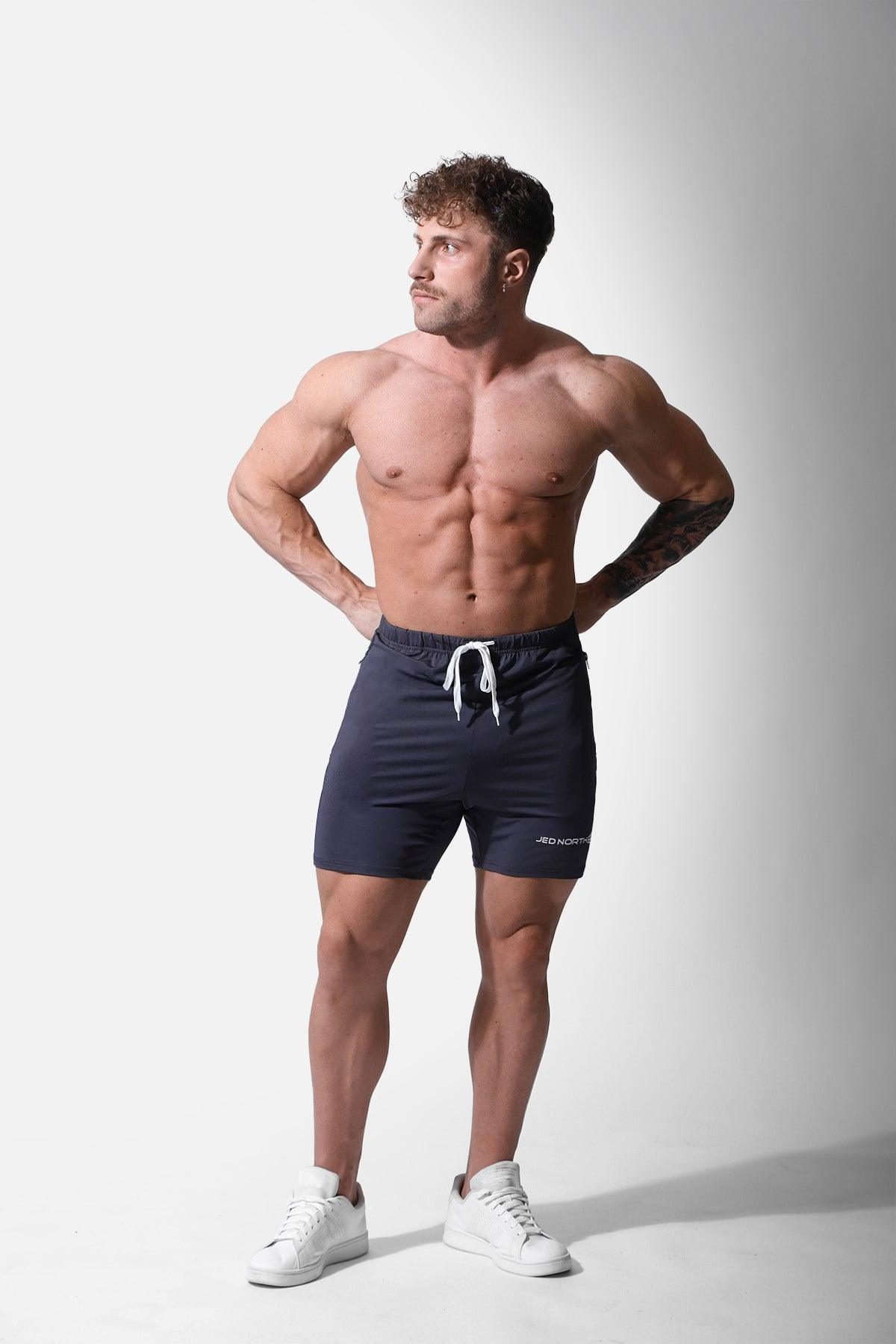 Agile Plus 5.5'' Bodybuilding Shorts w Zipper Pockets - Gray - Jed North