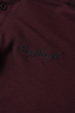 Muscle Fit Henley T-Shirt - Maroon