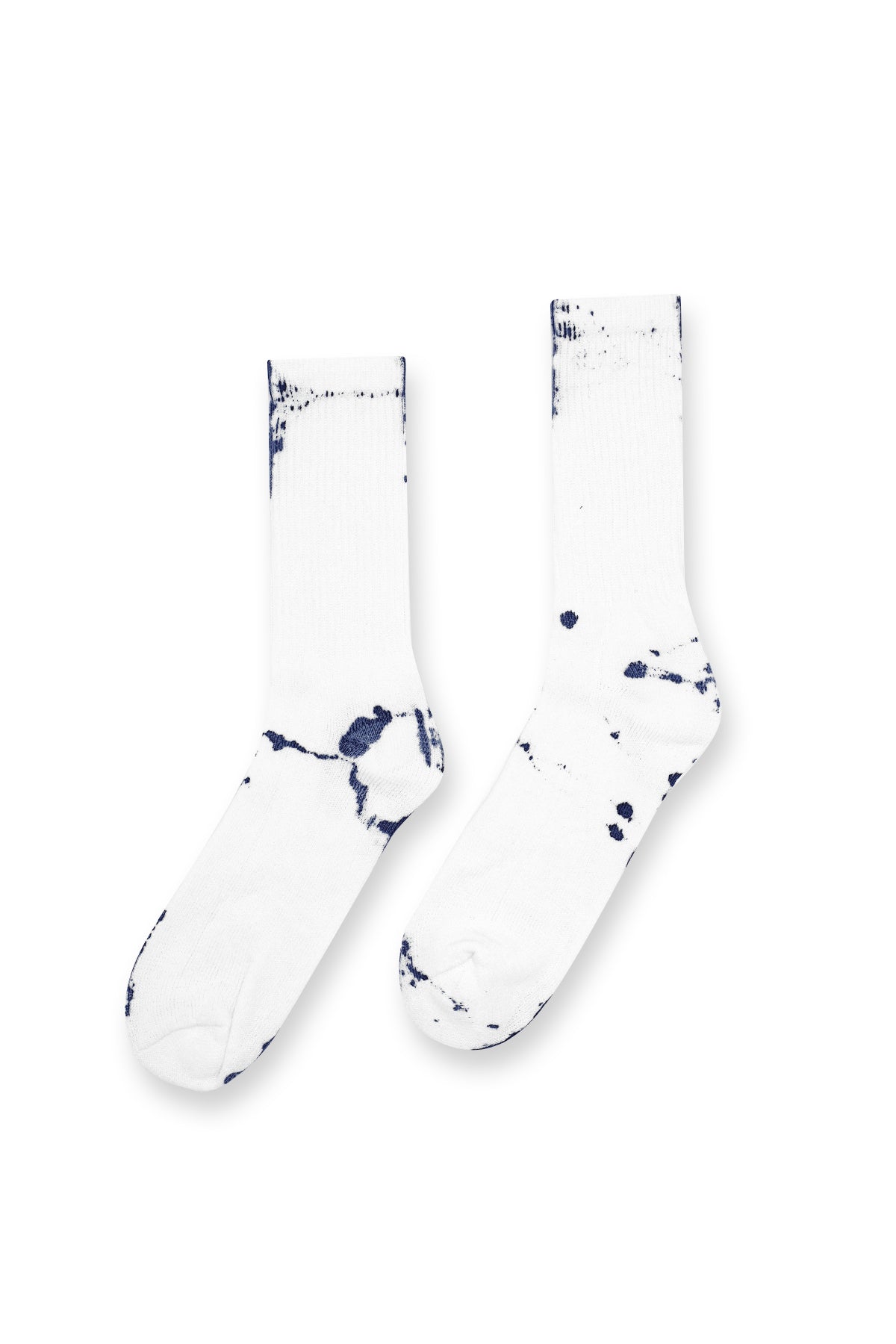 Men’s Crew Socks - White with Navy Tie-Dye
