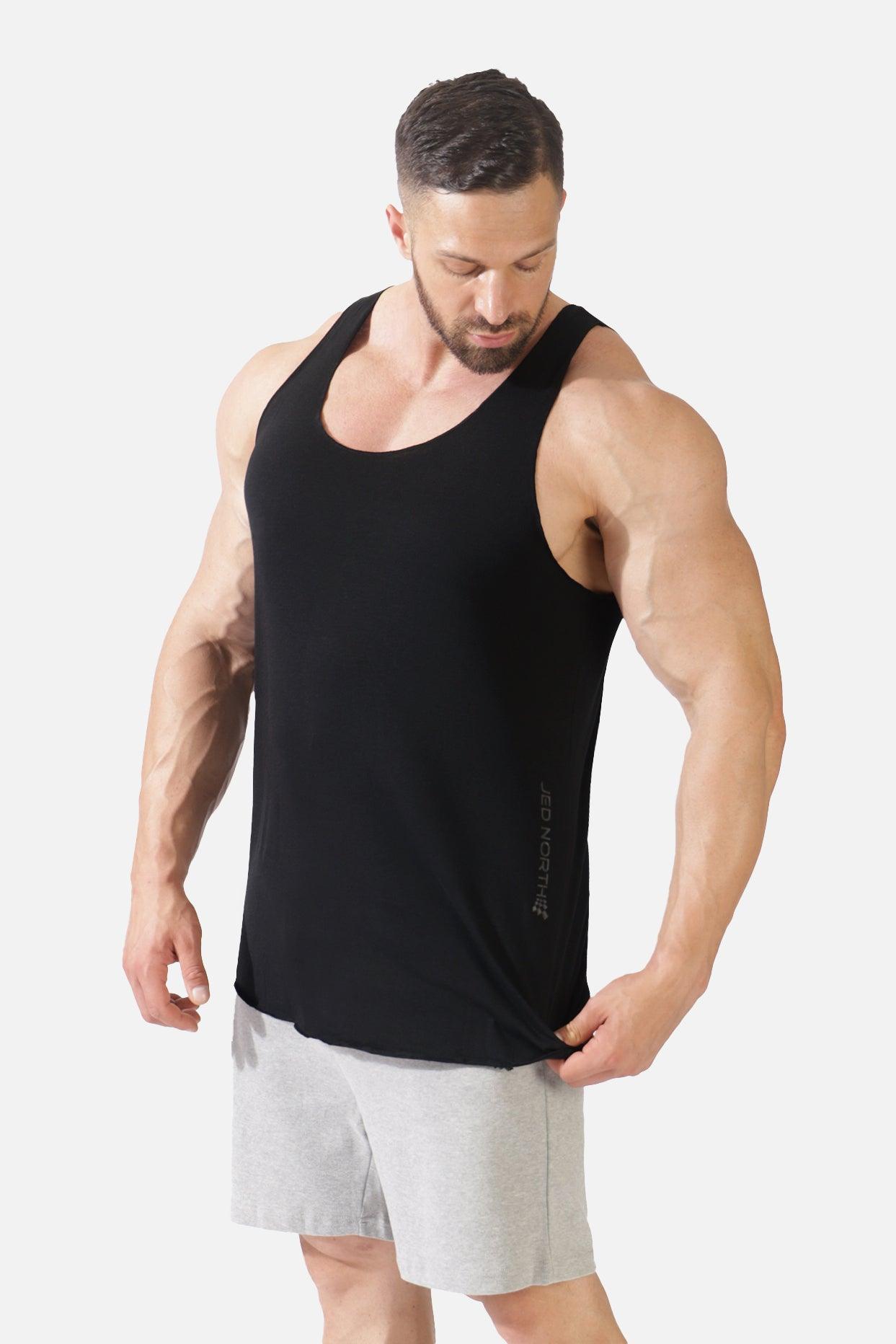 Men's black ribbed tank top in organic cotton - 2-pack - Bread