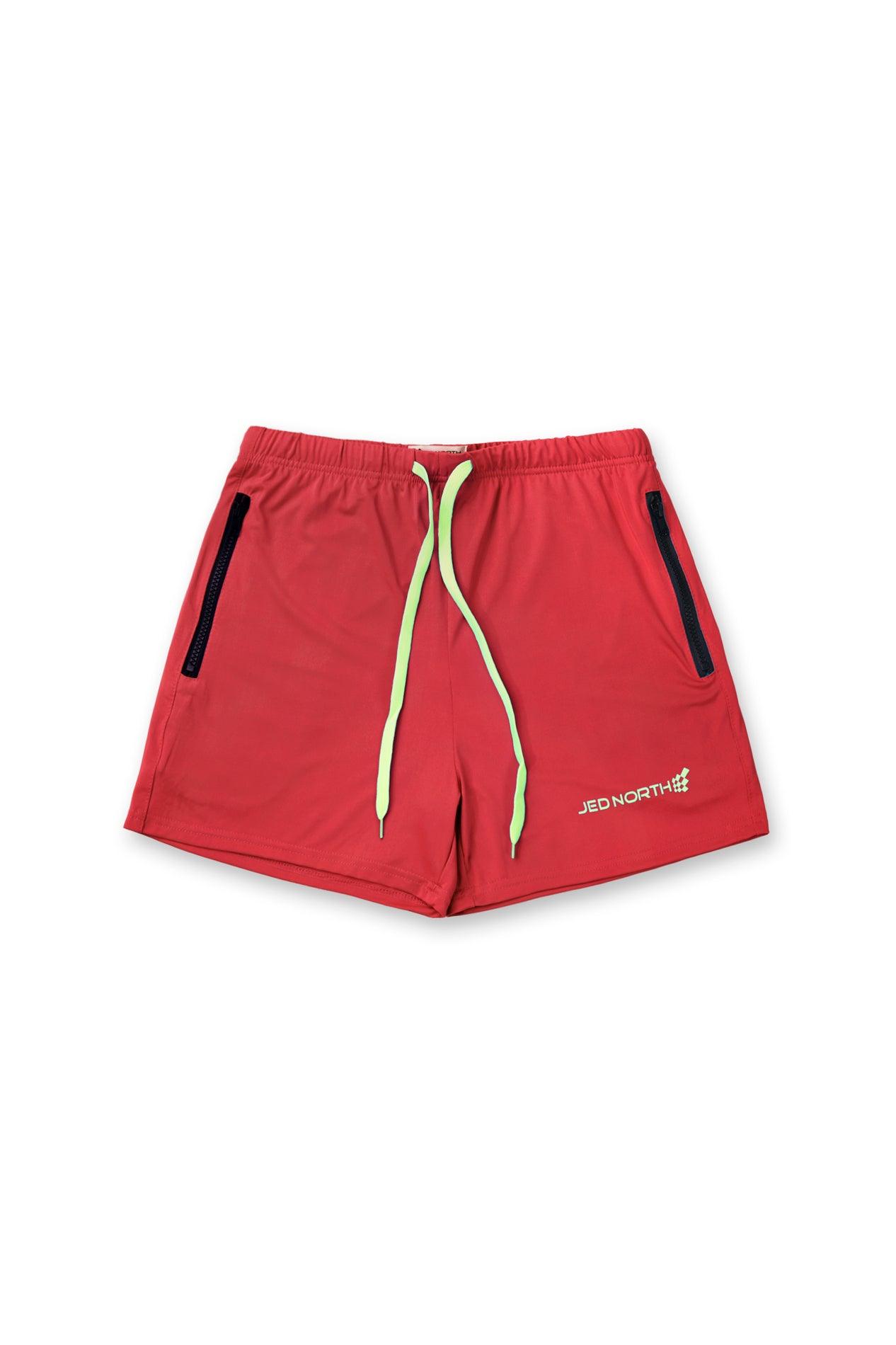 Agile Bodybuilding 4'' Shorts w Zipper Pockets - Crimson Red - Jed North