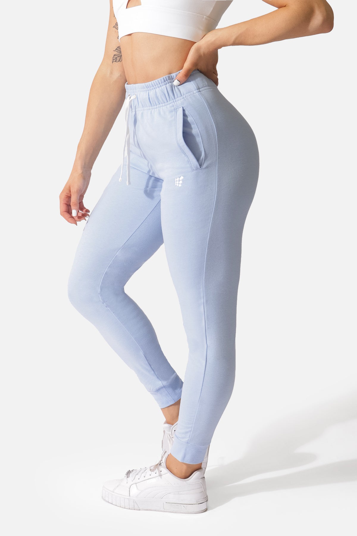 High-waisted joggers - Blue - Ladies