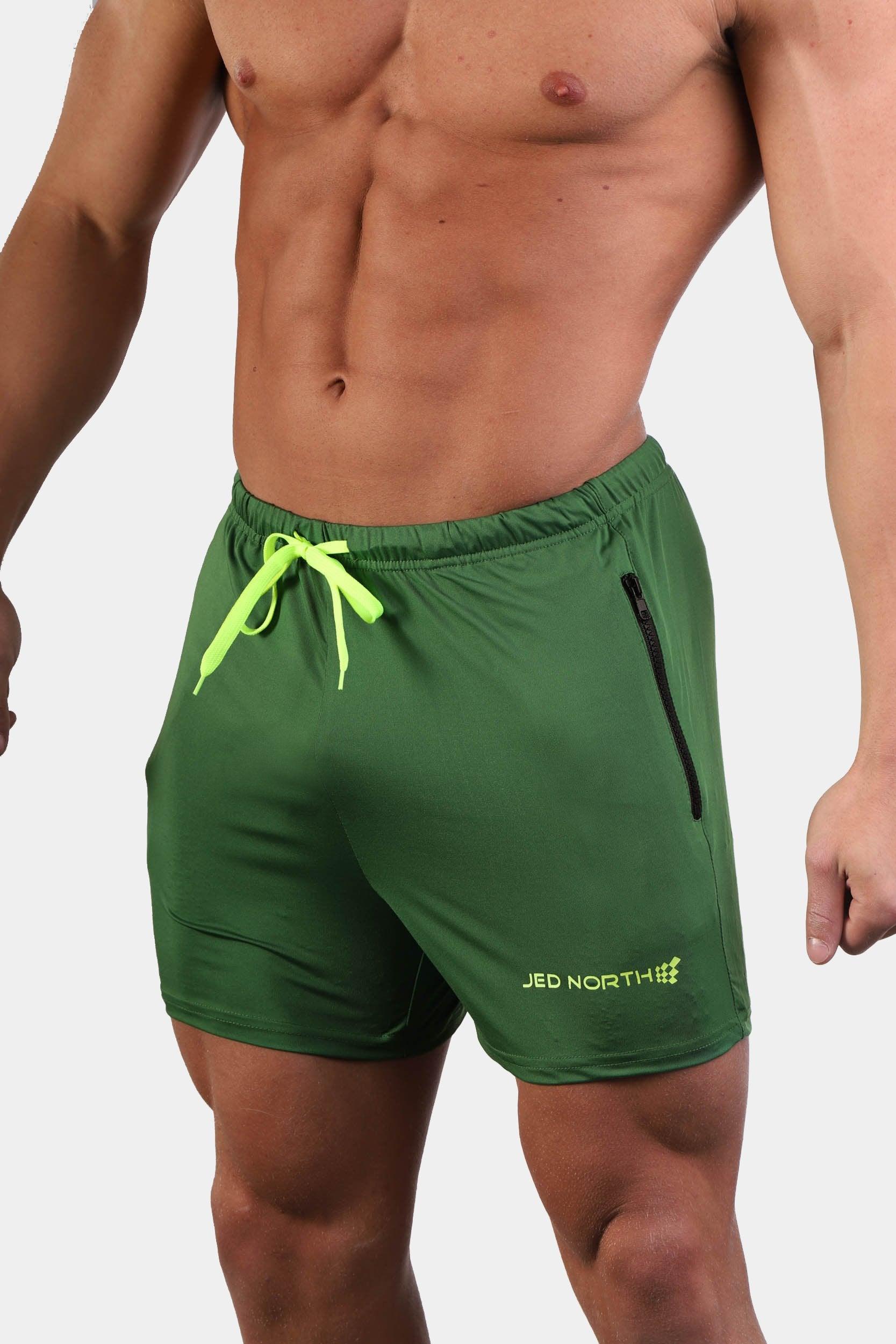 Agile Bodybuilding 4'' Shorts w Zipper Pockets - Green