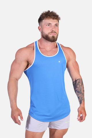 Fast-Dry Bodybuilding Workout Stringer - Blue with White