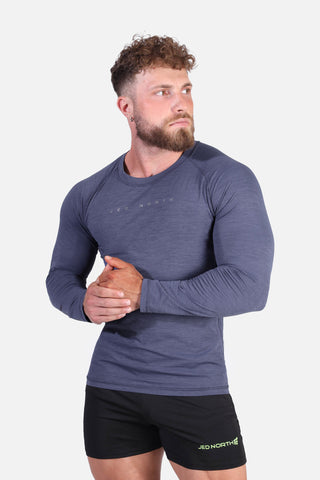 Agile Long Sleeve Activewear Training Tee - Steel Blue