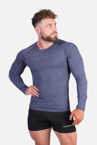 Agile Long Sleeve Activewear Training Tee - Steel Blue