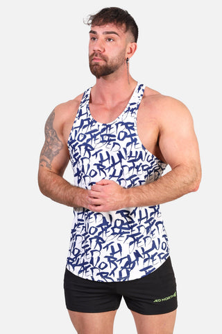 Graphic Muscle Stringer - White Graffiti