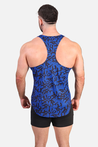 Graphic Muscle Stringer - Navy Graffiti