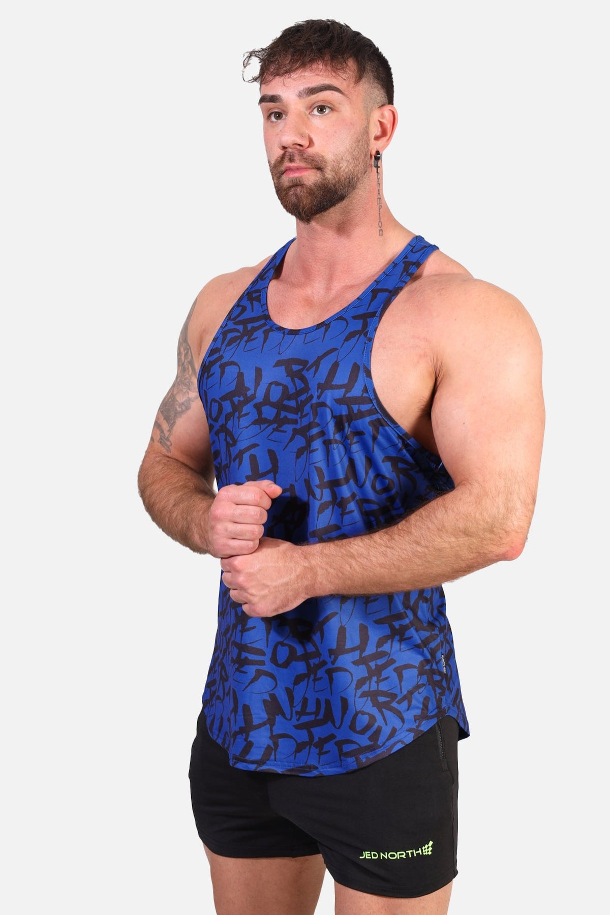 Graphic Muscle Stringer - Navy Graffiti