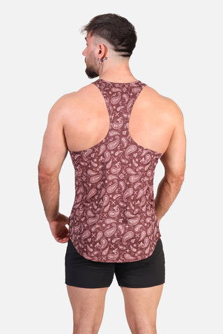 Graphic Muscle Stringer - Maroon Paisley