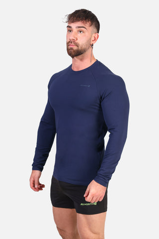 Titan Muscle-Fit Long Sleeve T-Shirt - Navy