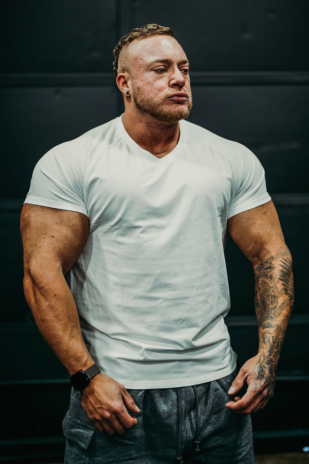 V Neck Muscle-Fit T-Shirt - White