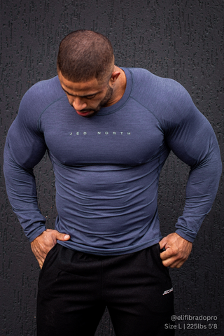 Agile Long Sleeve Activewear Training Tee - Steel Blue