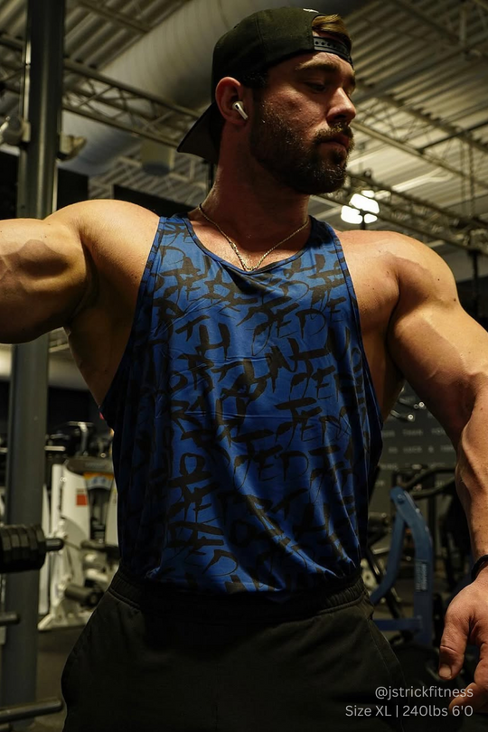 Graphic Muscle Stringer - Navy Graffiti