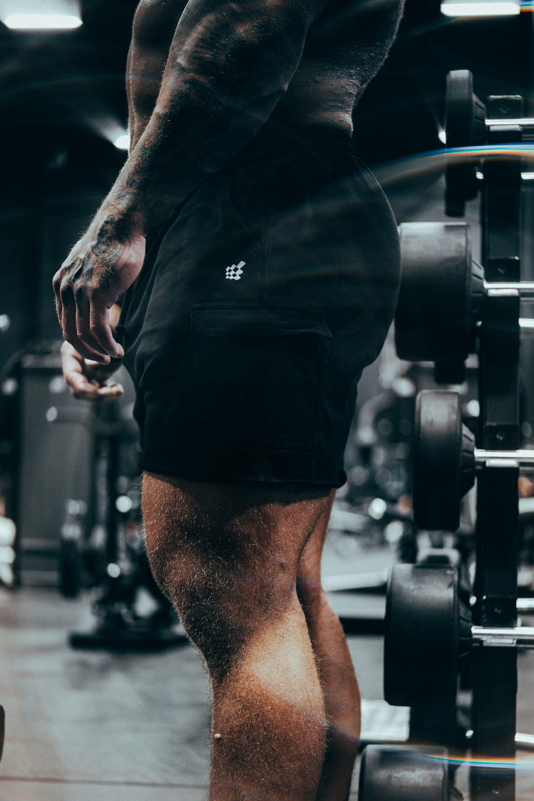 Comfort-Fit Cargo Sweat Shorts - Black