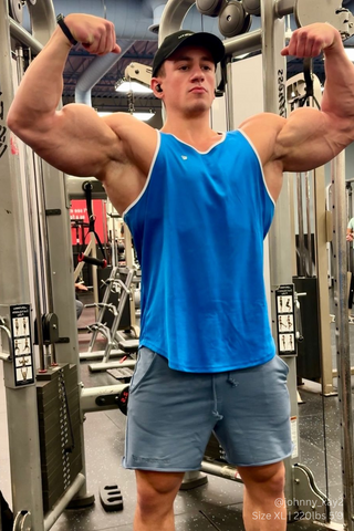 Fast-Dry Bodybuilding Workout Stringer - Blue with White