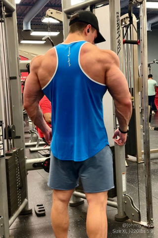 Fast-Dry Bodybuilding Workout Stringer - Blue with White