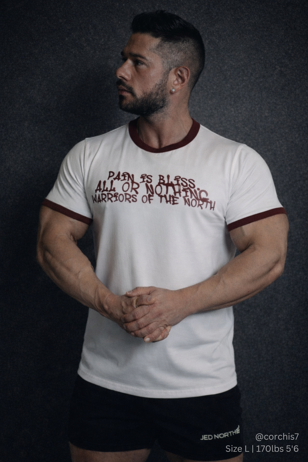 Bodyweb Ringer Tee Muscle-Fit Ringer Tee - White w/ Red Trim – Jed North