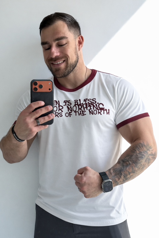 Muscle-Fit Ringer Tee - White w/ Red Trim