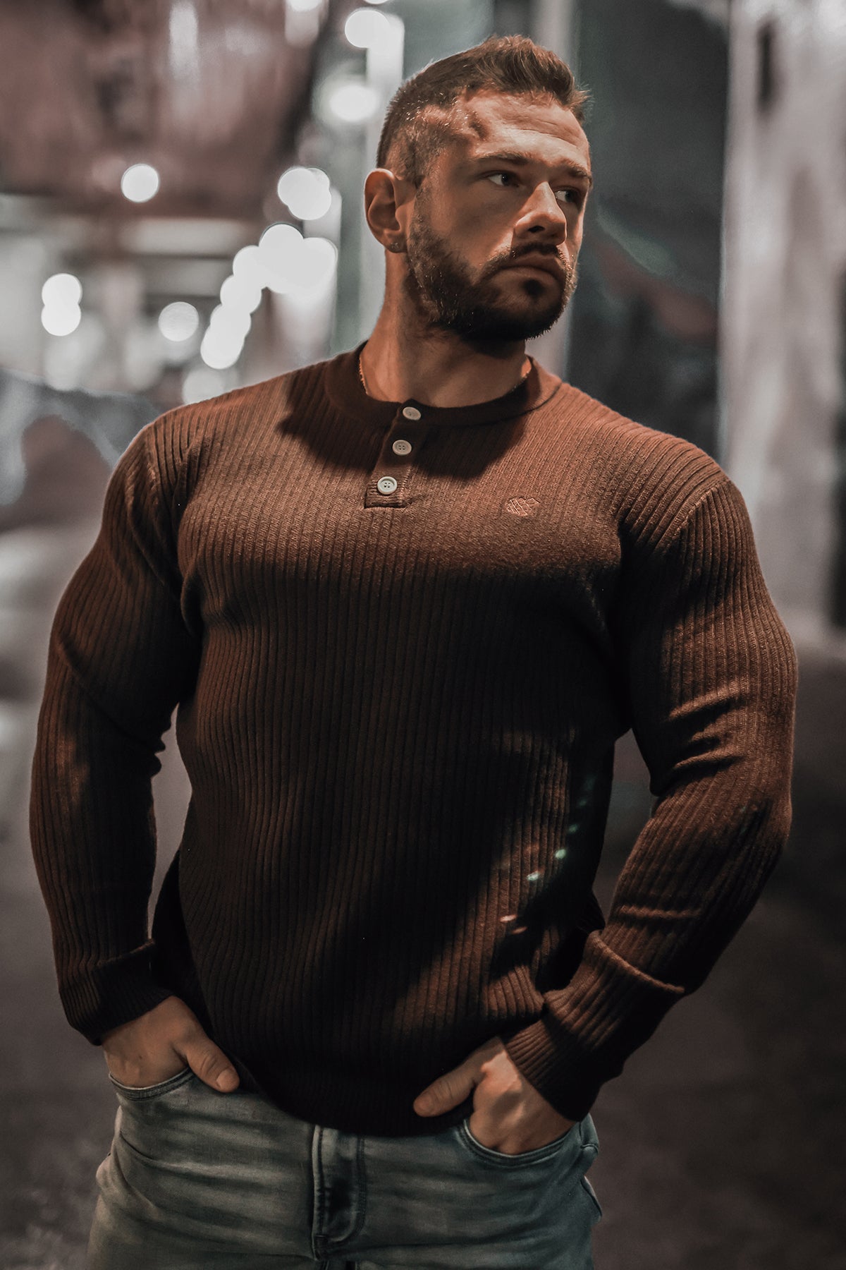Classic Henley Sweater - Brown – Jed North