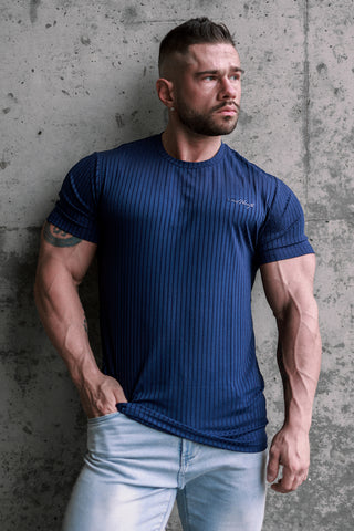 Ribbed Muscle-Fit T-Shirt - Indigo