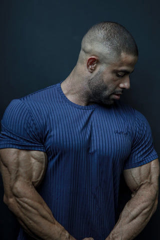 Ribbed Muscle-Fit T-Shirt - Indigo