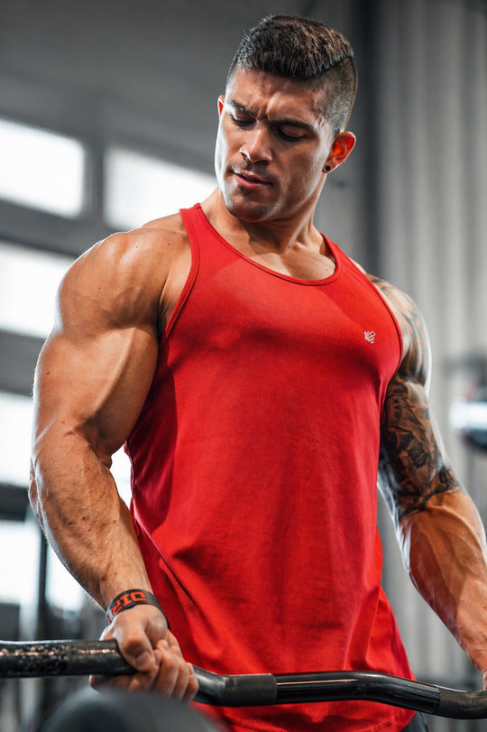 Fast-Dry Bodybuilding Workout Stringer - Crimson Red