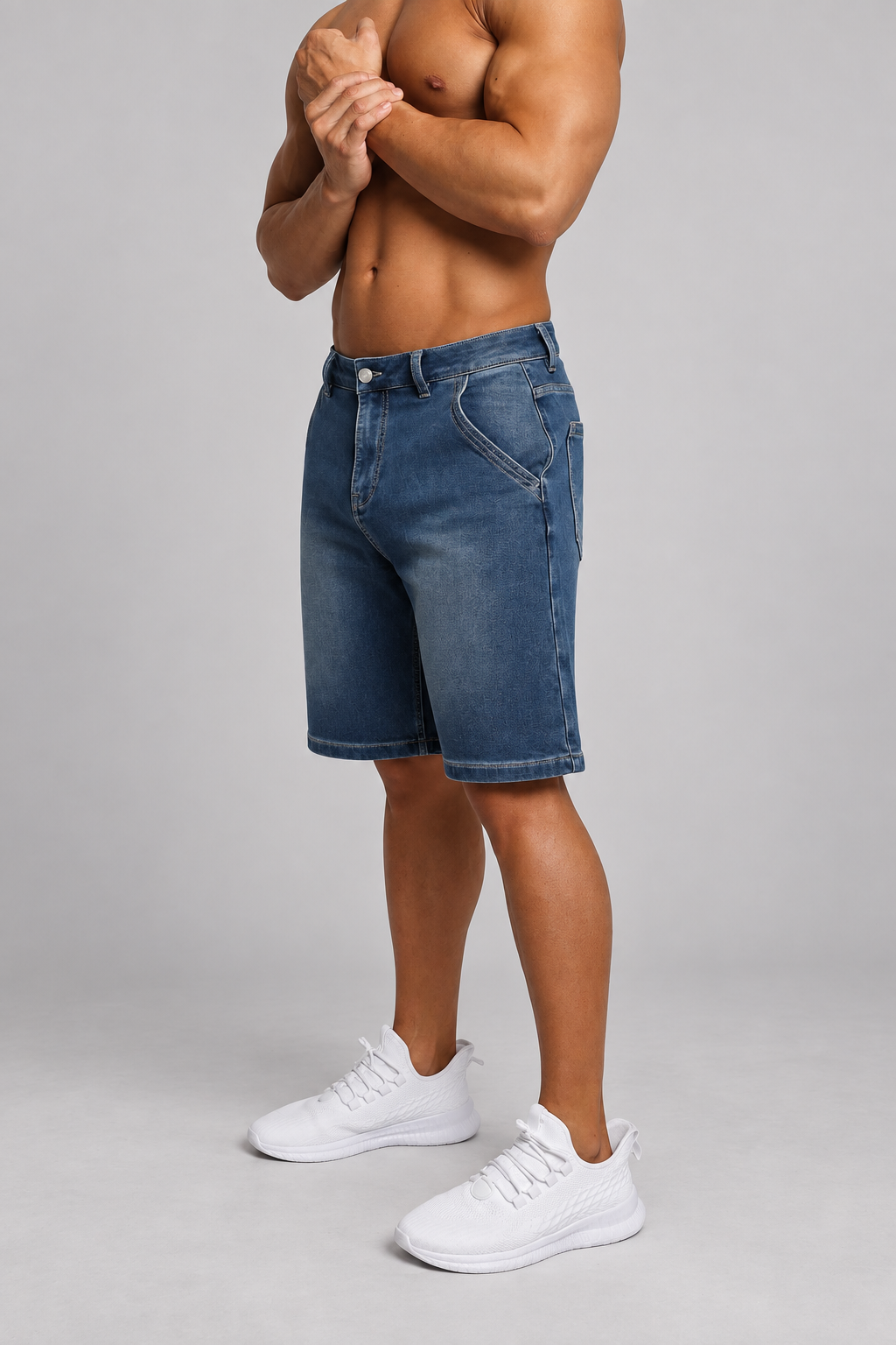 Baggy Fit Denim Shorts - Dark Blue