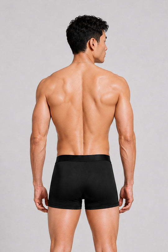 Men's Soft Modal Boxer Briefs - Midnight Black