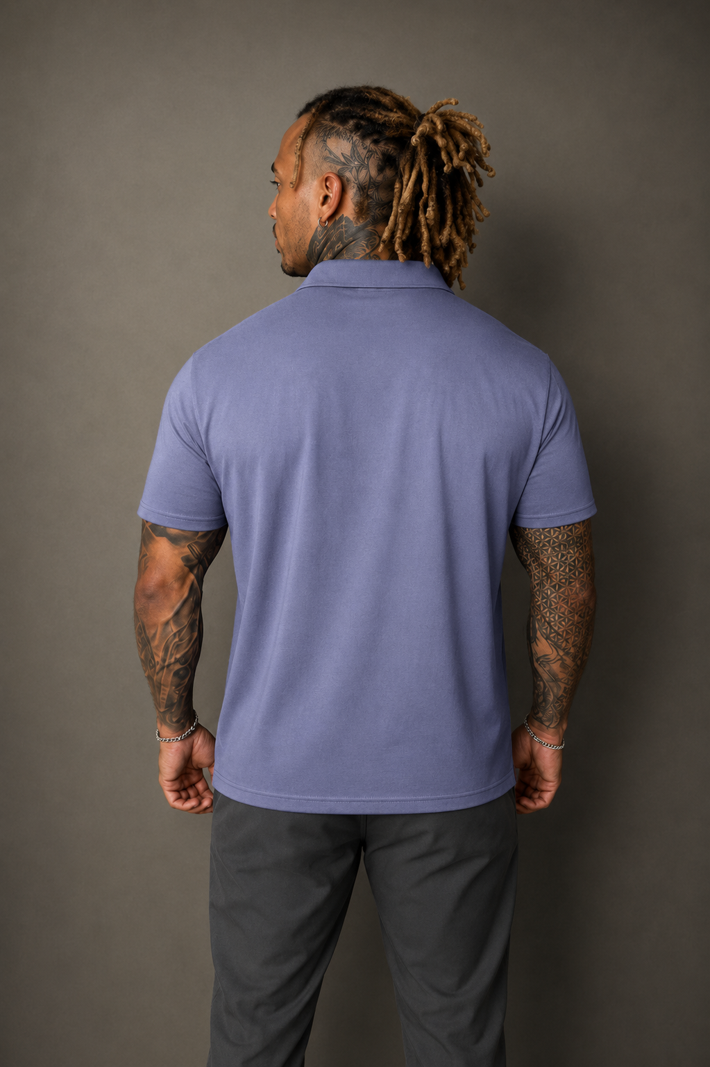 Premium Stretch Button-Up Shirt - Dusty Periwinkle