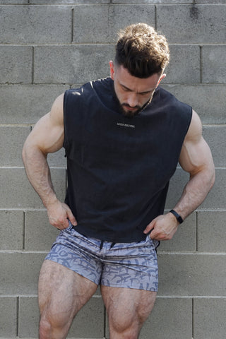 Sleeveless Box Cut Tank Top - Black