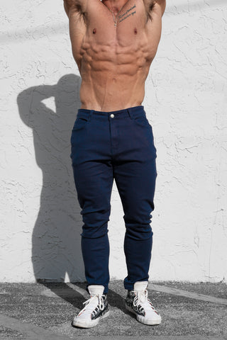 Men's Fitted Stretchy Pants - Navy
