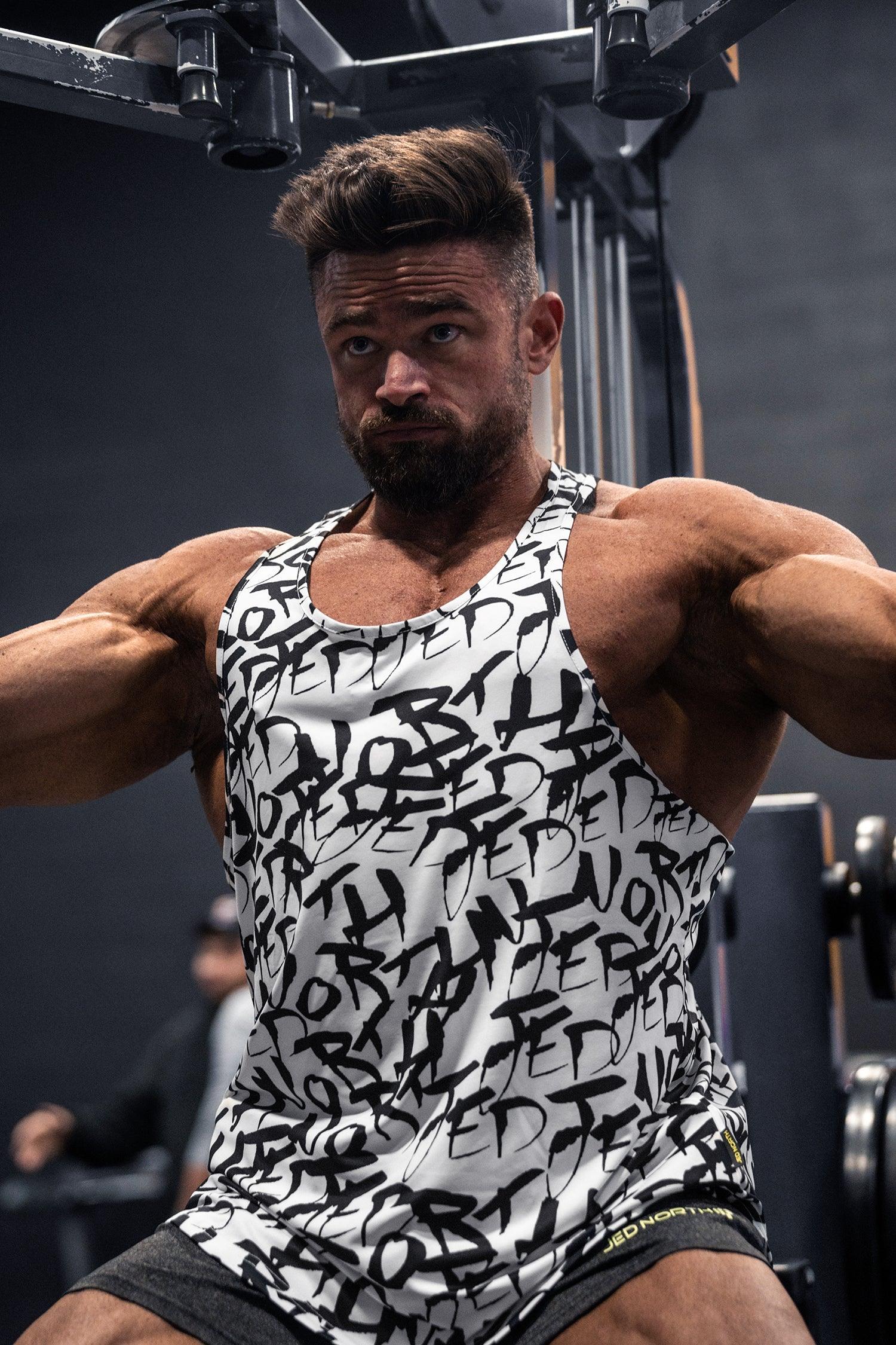 Muscle Nation Stringer Graphic Muscle Stringer - Chaotic White – Jed North