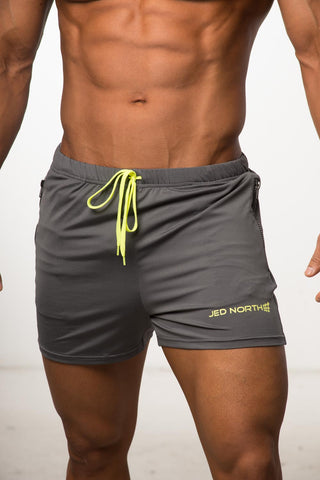 Agile Bodybuilding 4'' Shorts w Zipper Pockets - Gray