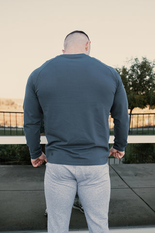 Titan Muscle-Fit Long Sleeve T-Shirt - Steel Blue