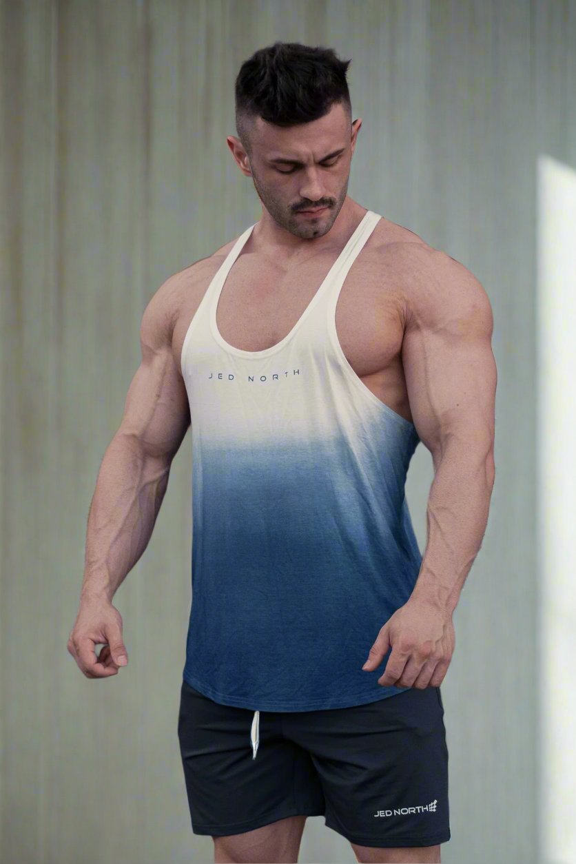 Classic Bodybuilding Racerback Stringer - Ombre Blue