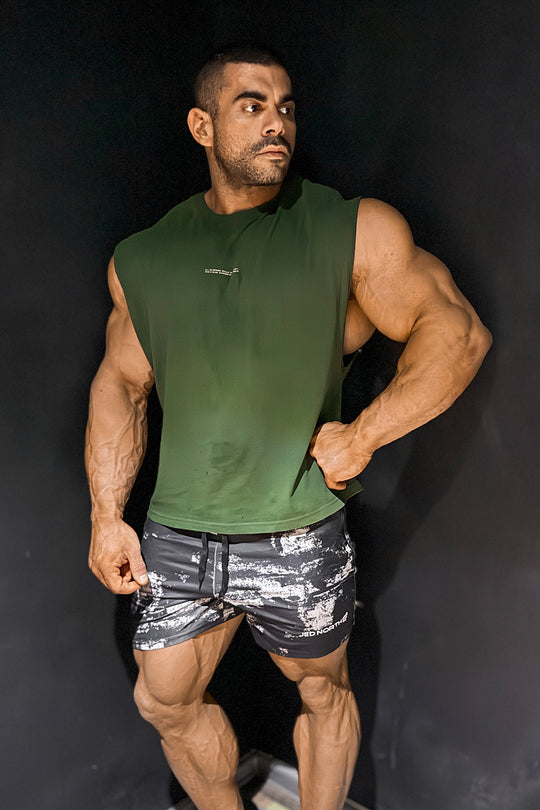 Box Cut Muscle Tee - Forest Green