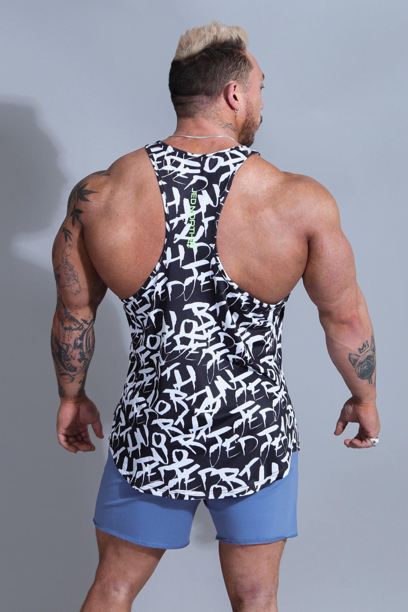 Muscle Nation Stringer Graphic Muscle Stringer - Chaotic Black – Jed North