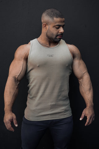 Ribbed Muscle Tank Top - Khaki