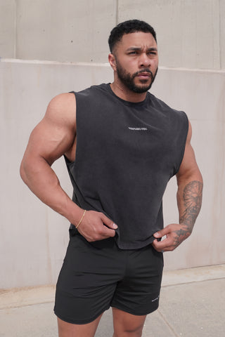 Sleeveless Box Cut Tank Top - Black
