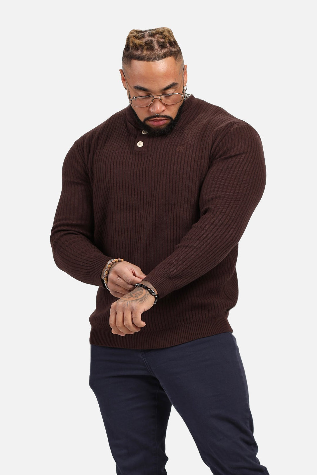 Classic Henley Sweater - Brown – Jed North