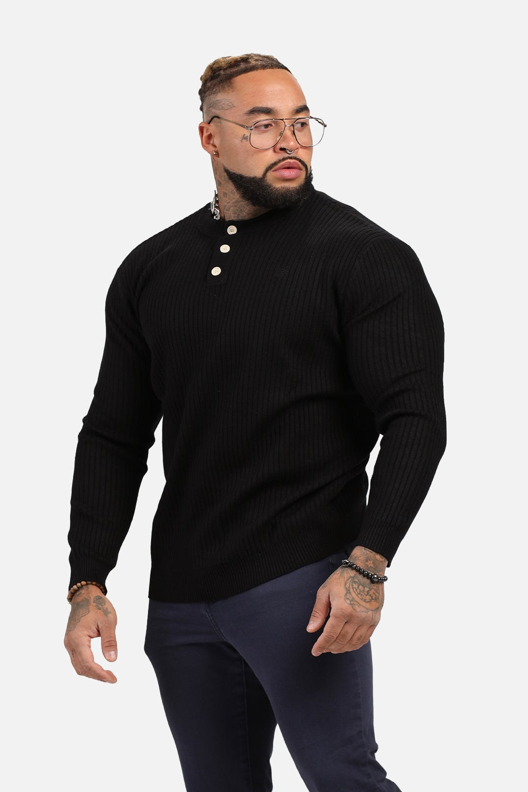 Classic Henley Sweater - Black – Jed North