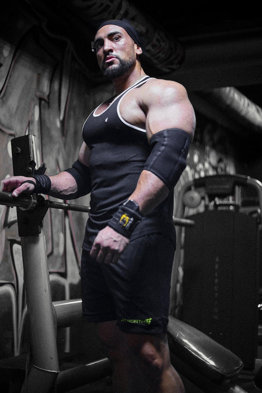 Fast-Dry Bodybuilding Workout Stringer - Black w/ White