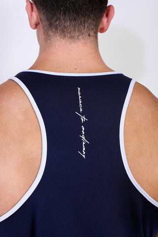 Fast-Dry Bodybuilding Workout Stringer - Navy & White