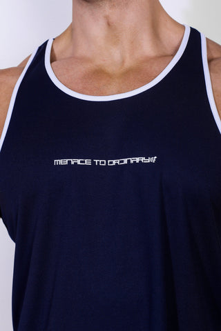 Fast-Dry Bodybuilding Workout Stringer - Navy & White