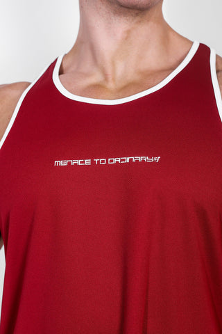 Fast-Dry Bodybuilding Workout Stringer - Maroon & White